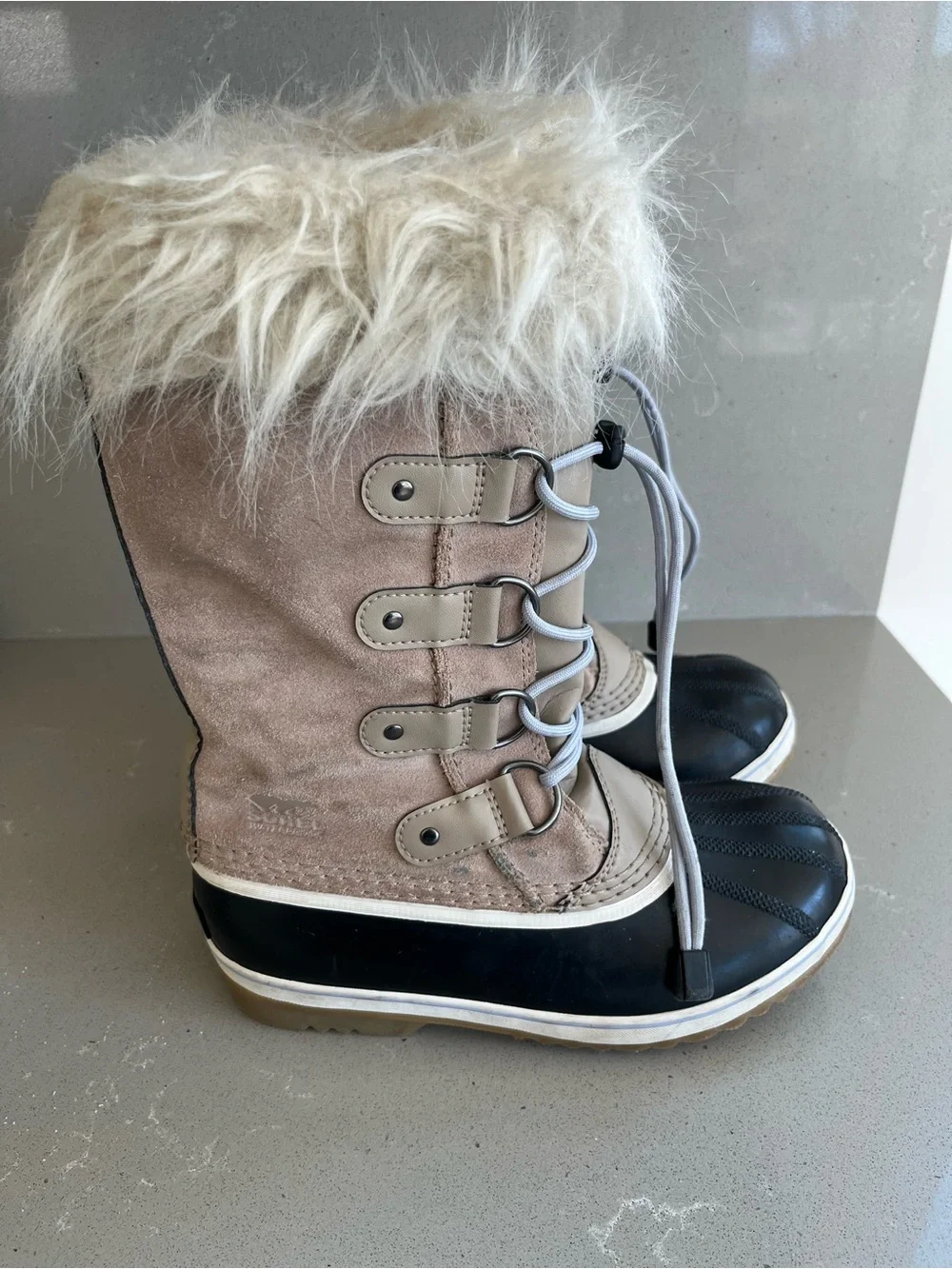 Sorel Kids' Joan of Arc Waterproof Duck Boot Omega Taupe Gum 2 Winter Snow SZ 4